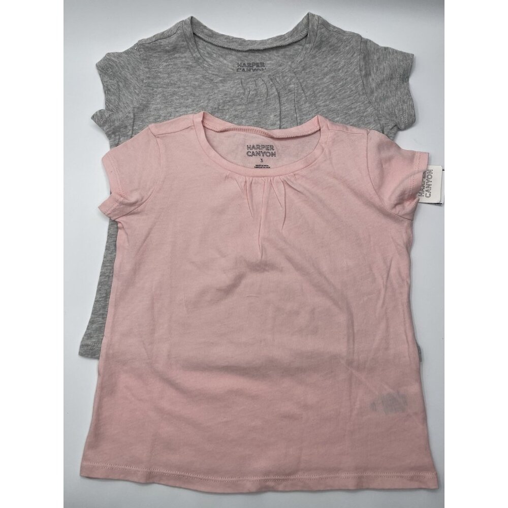 Harper Canyon T Shirt Girls Size 3 Lot Of 2 Short Sleeve Pink Gray Nordstrom